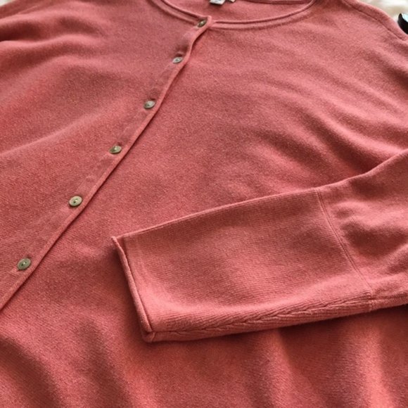 Pure Jill Pink Long Sleeve Button Sweater - M - Picture 8 of 11
